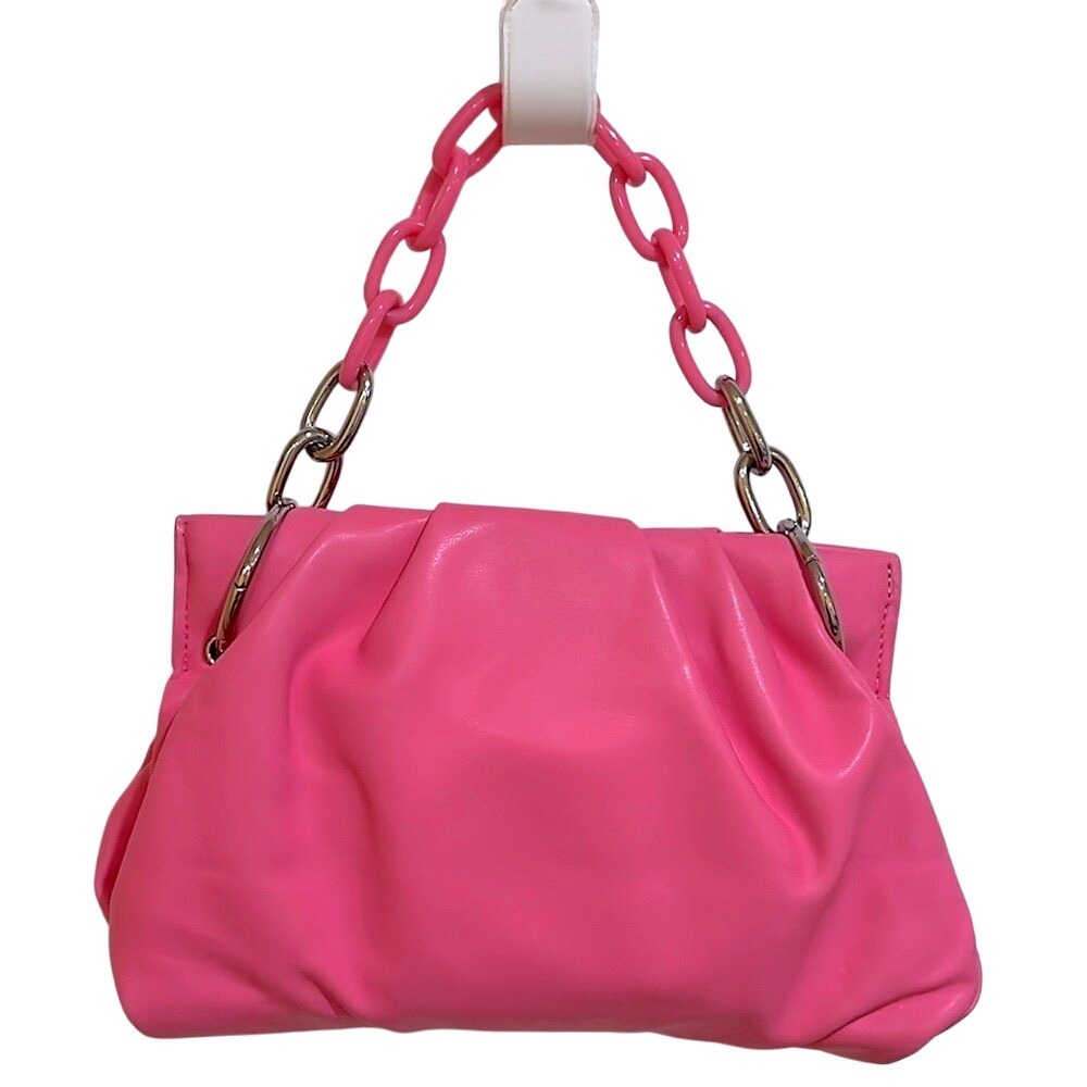 House of want chain‎ clutch purse taffy pink shoulder bag vegan leather chill